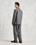 wax london men's Fintry - Charcoal Grey Pinstripe Wool Blazer