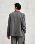 wax london men's Fintry - Charcoal Grey Pinstripe Wool Blazer