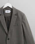 wax london men's Fintry - Charcoal Grey Pinstripe Wool Blazer