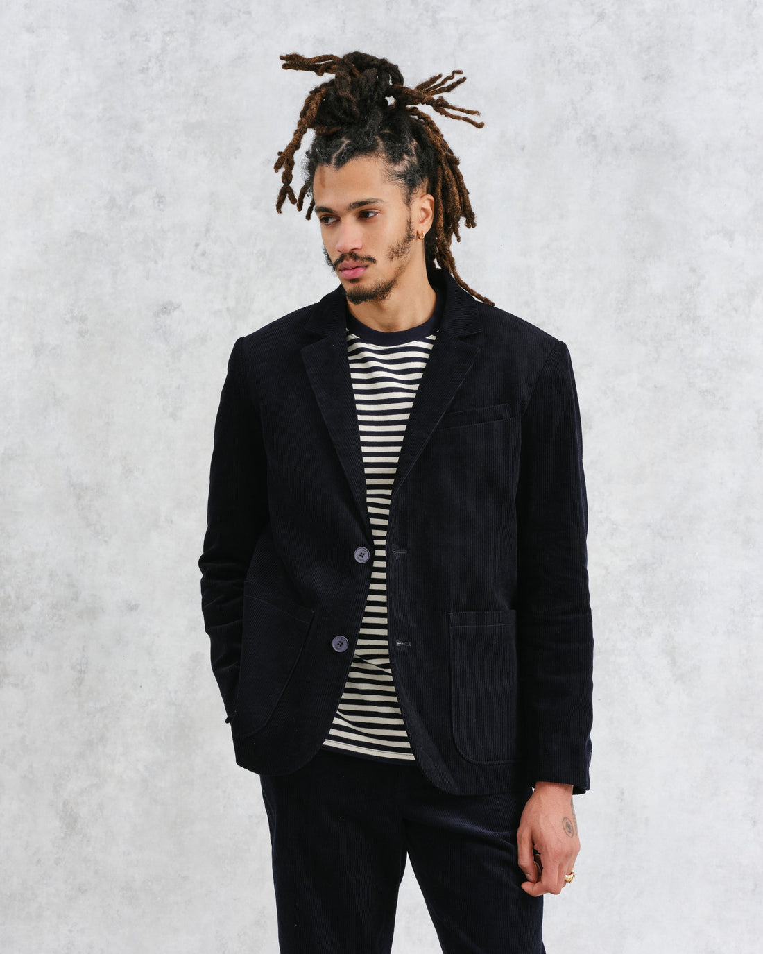 wax london men's Fintry - Navy Corduroy Blazer