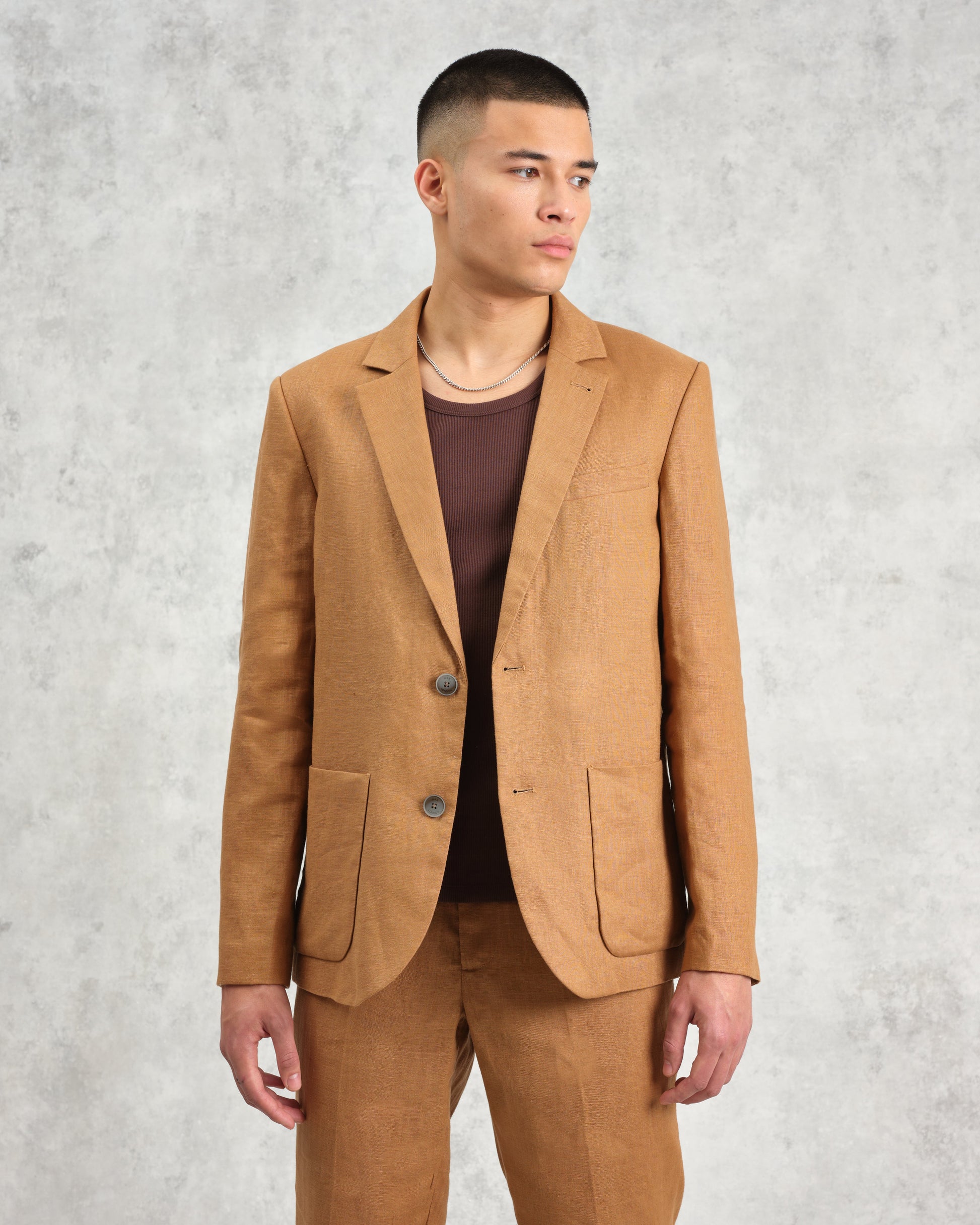 wax london men's Fintry - Tan Linen Blazer