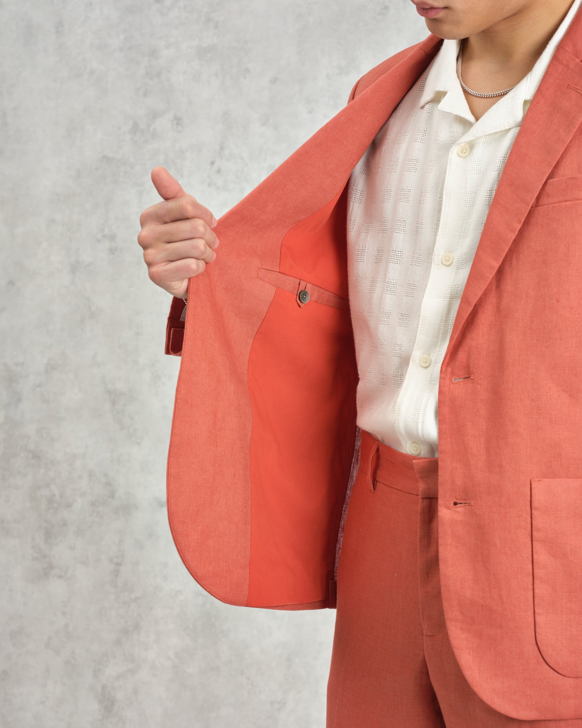 wax london men's Fintry - Terracotta Linen Blazer