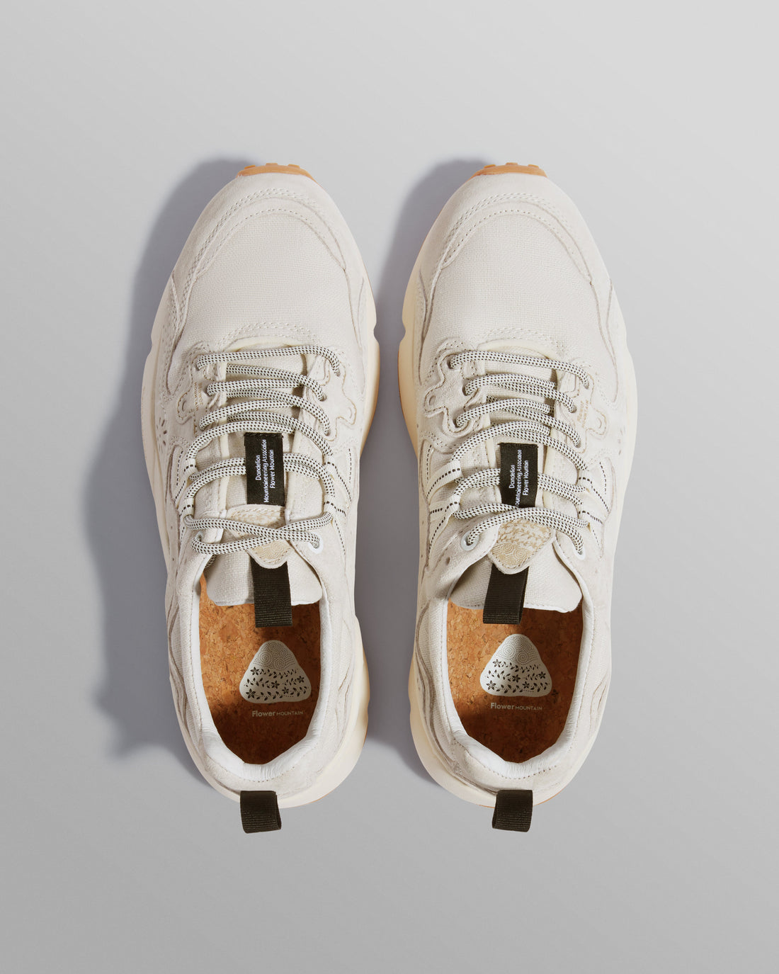 wax london men's Flower Mountain YAMANO 3 - Beige Suede And Cotton Cloth Trainers