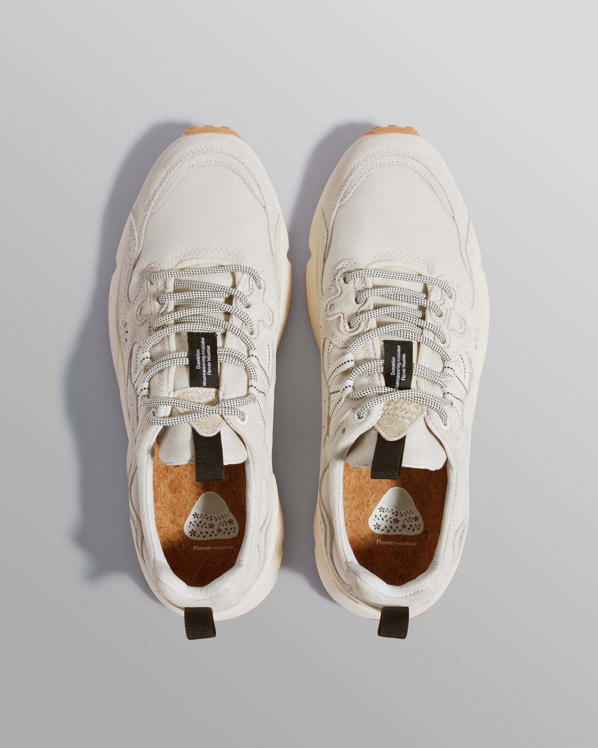 wax london men's Flower Mountain YAMANO 3 - Beige Suede And Cotton Cloth Trainers