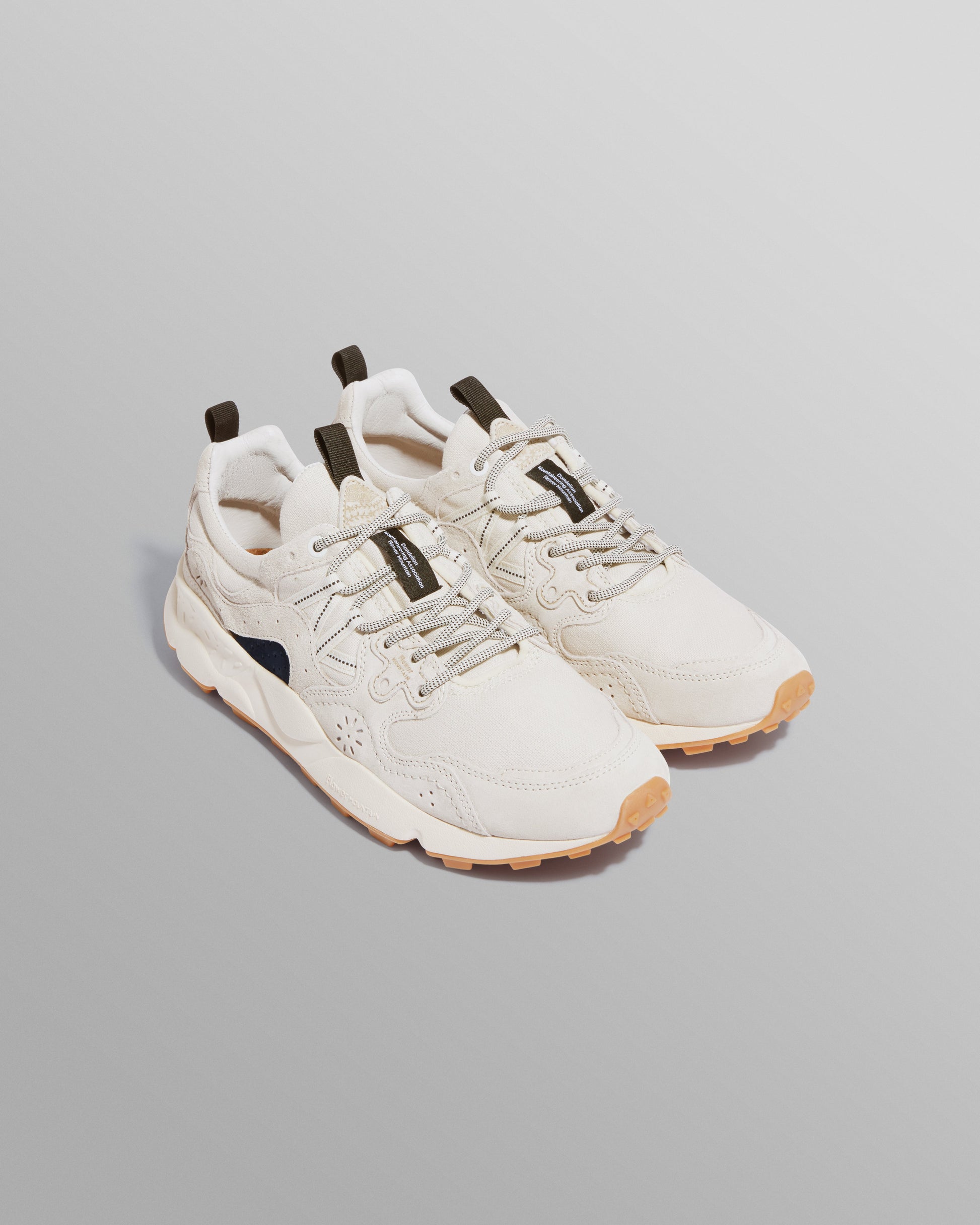 wax london men's Flower Mountain YAMANO 3 - Beige Suede And Cotton Cloth Trainers