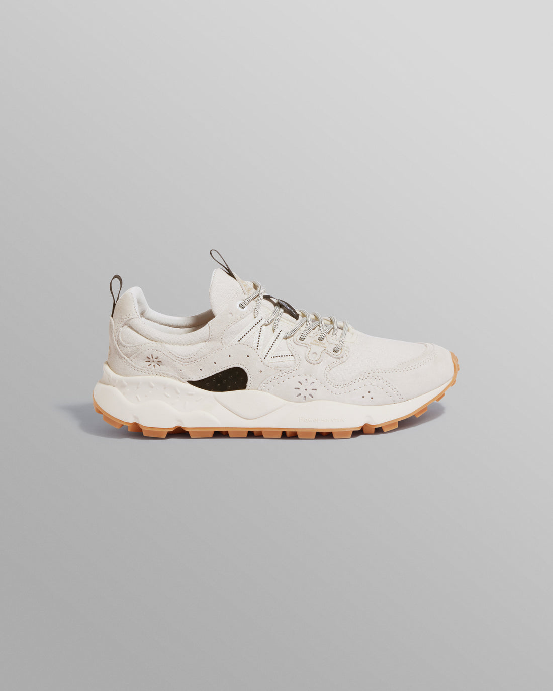 wax london men's Flower Mountain YAMANO 3 - Beige Suede And Cotton Cloth Trainers