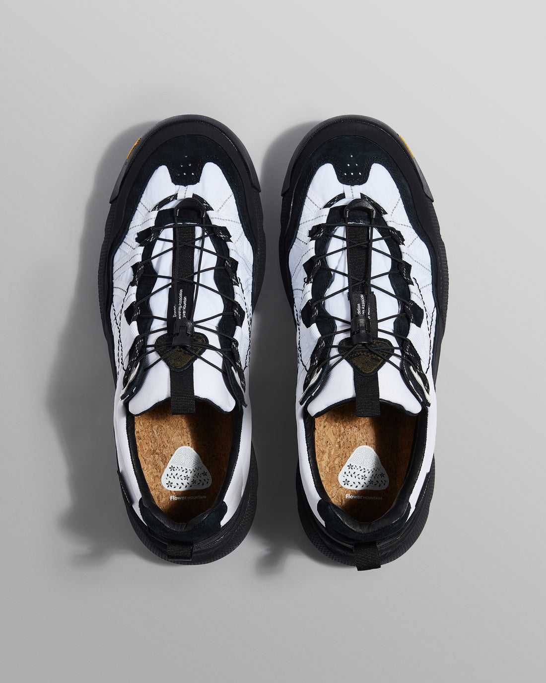 wax london men's Flower Mountain IWANO 2 - Black And White Waterproof Suede And Nylon Trainers