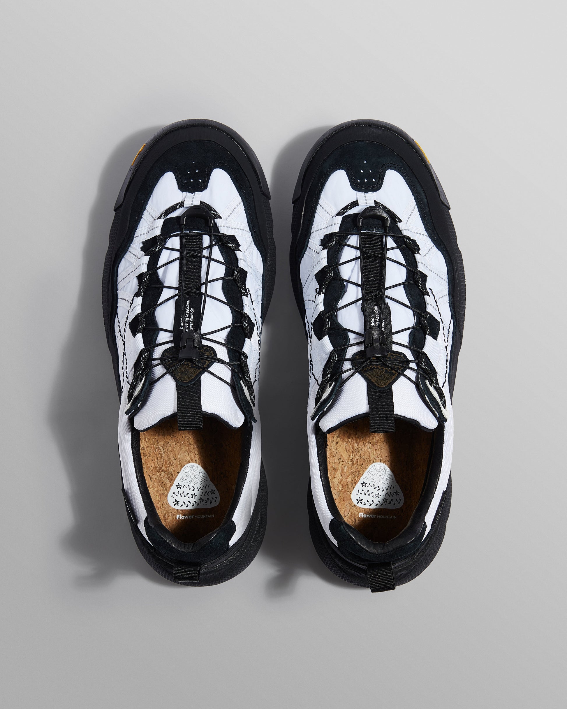 wax london men's Flower Mountain IWANO 2 - Black And White Waterproof Suede And Nylon Trainers