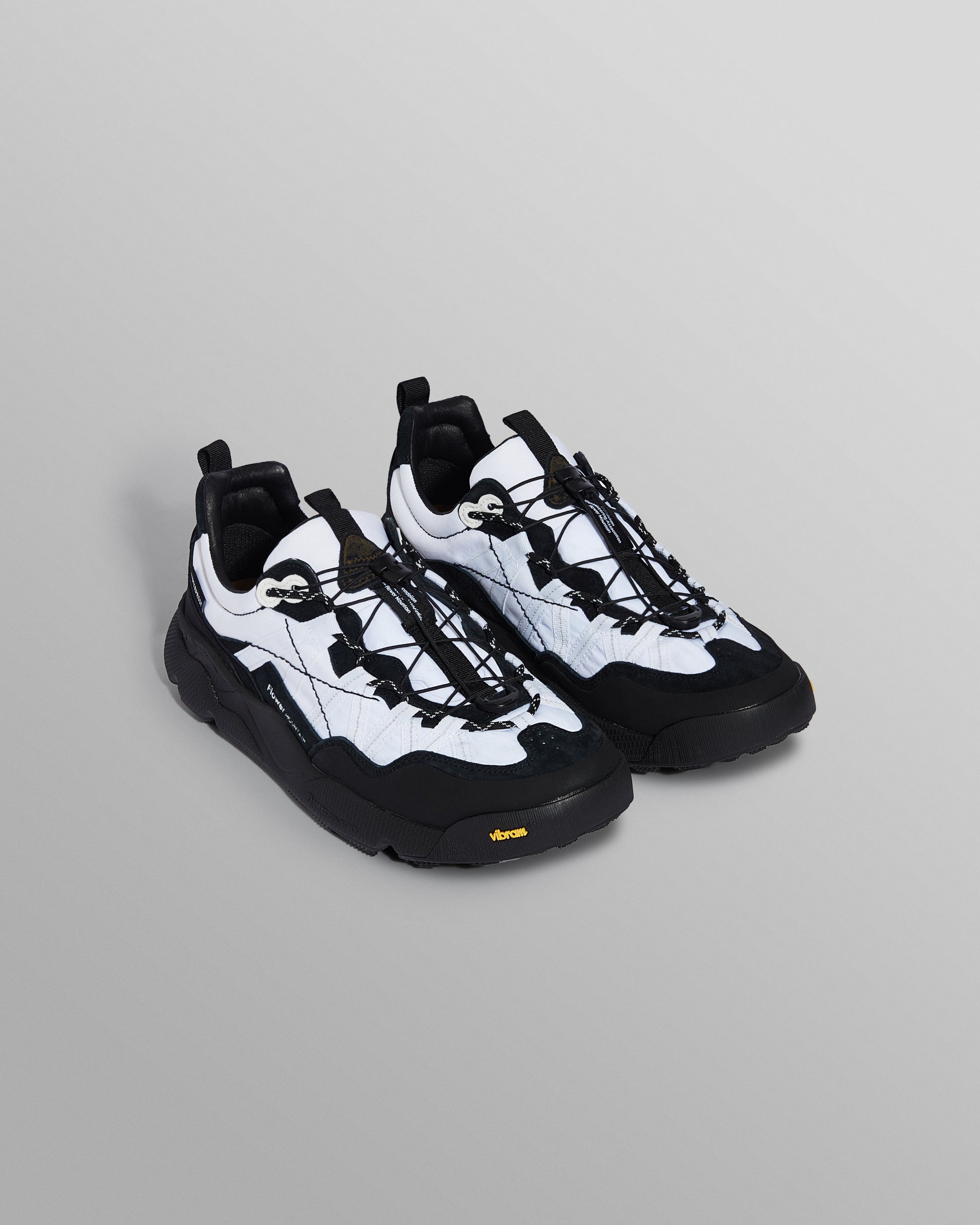 wax london men's Flower Mountain IWANO 2 - Black And White Waterproof Suede And Nylon Trainers