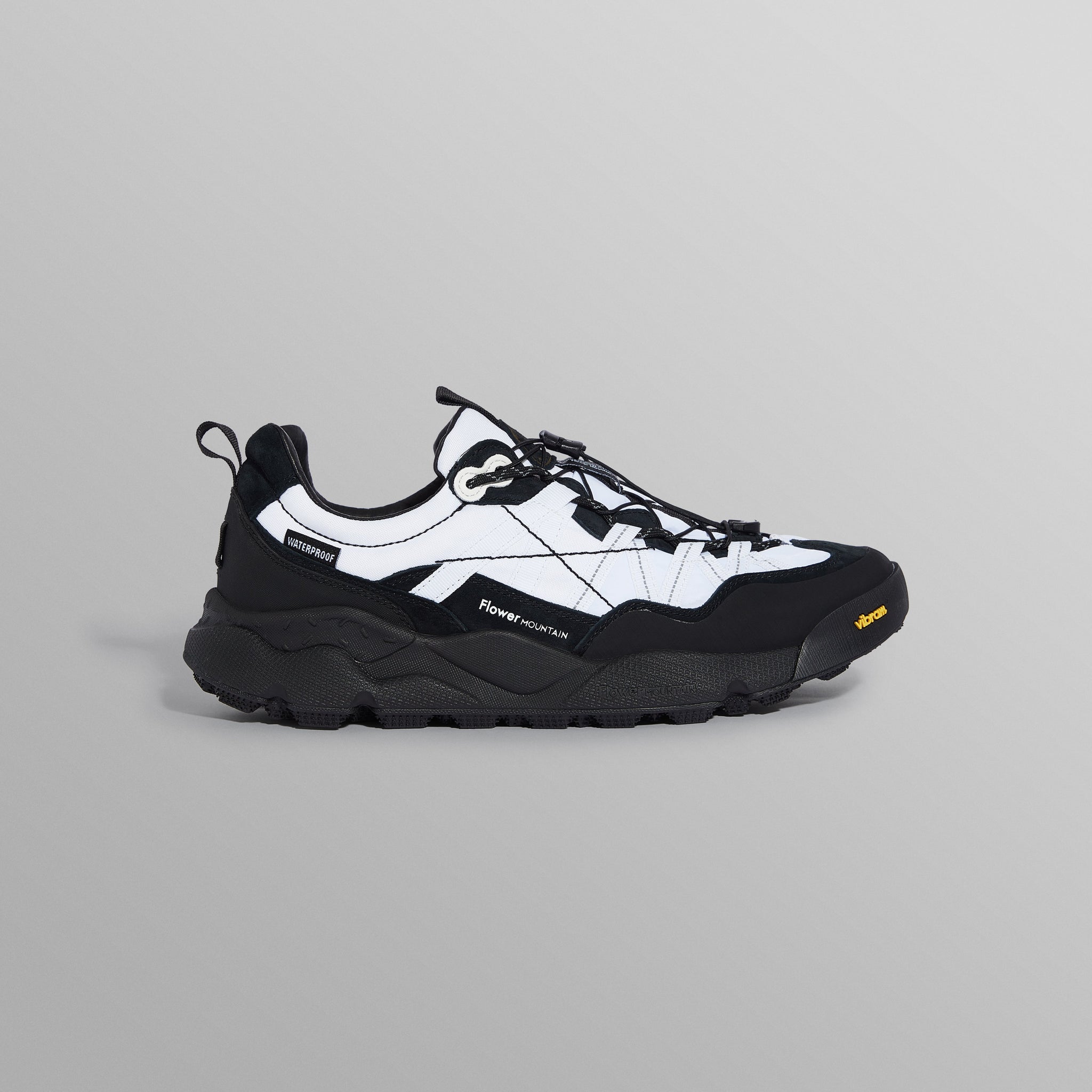 wax london men's Flower Mountain IWANO 2 - Black And White Waterproof Suede And Nylon Trainers