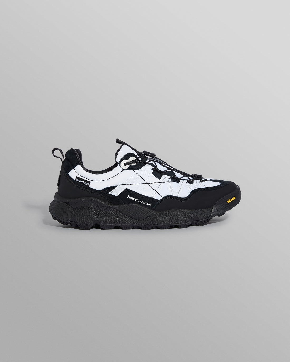 wax london men's Flower Mountain IWANO 2 - Black And White Waterproof Suede And Nylon Trainers