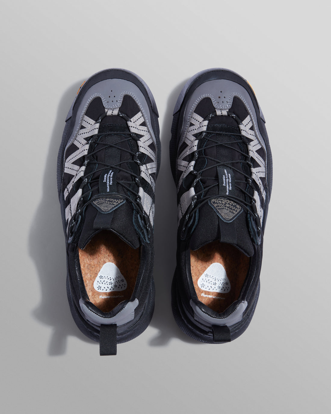 wax london men's Flower Mountain - Black Waterproof Suede And Technical Fabric Trainers