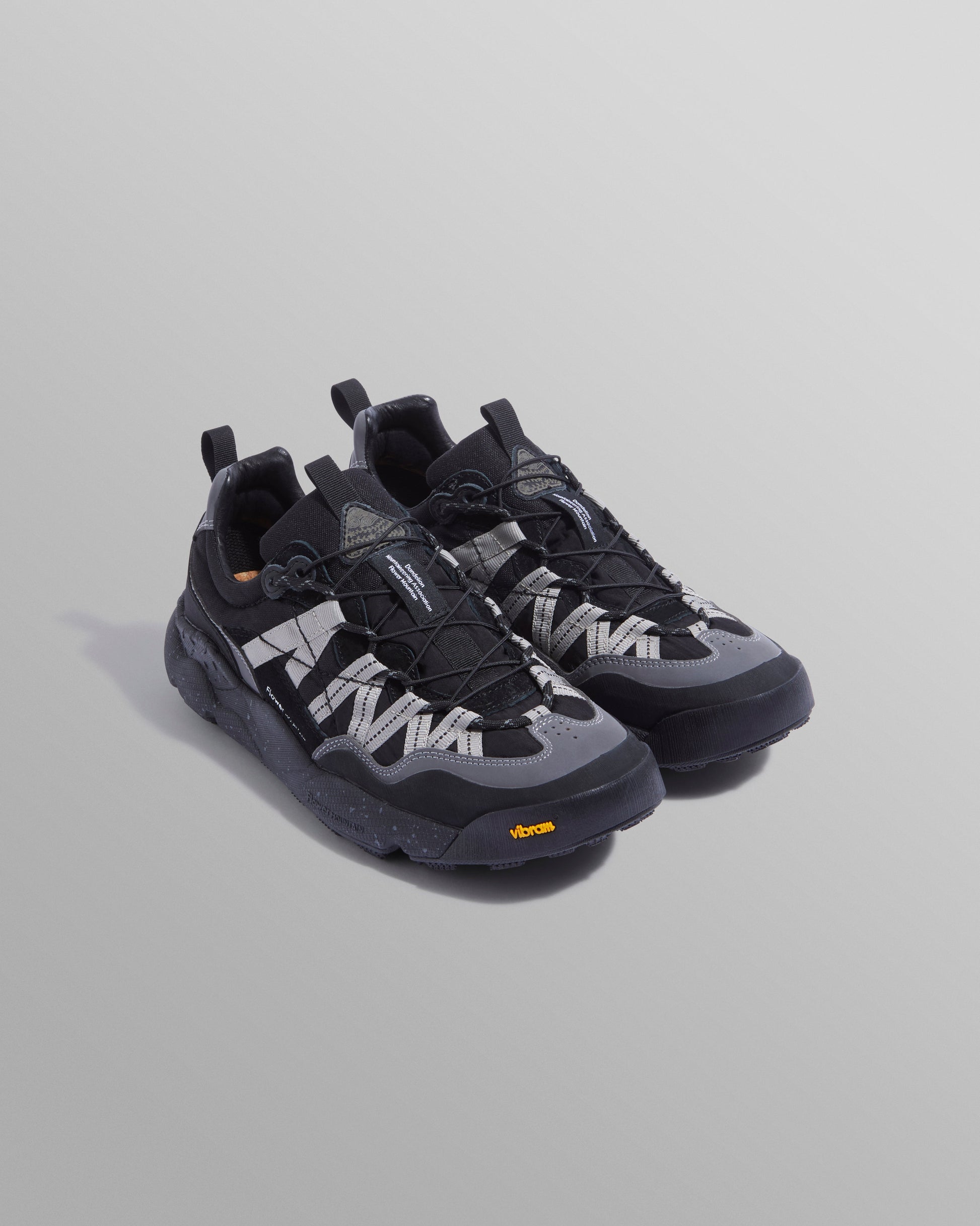 wax london men's Flower Mountain - Black Waterproof Suede And Technical Fabric Trainers