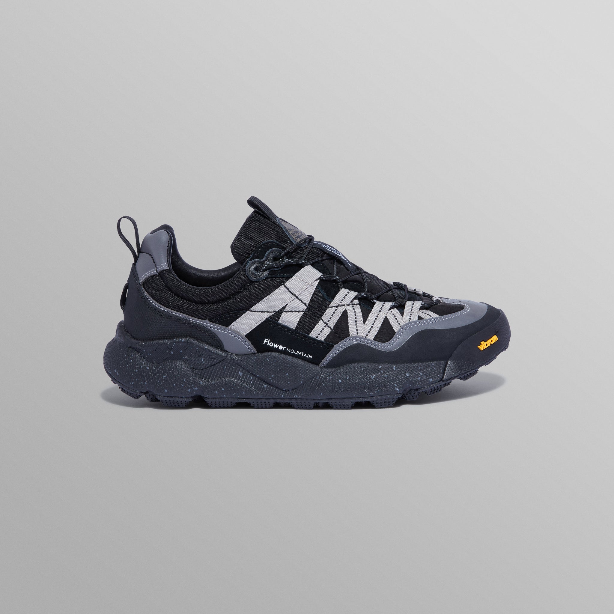 wax london men's Flower Mountain - Black Waterproof Suede And Technical Fabric Trainers
