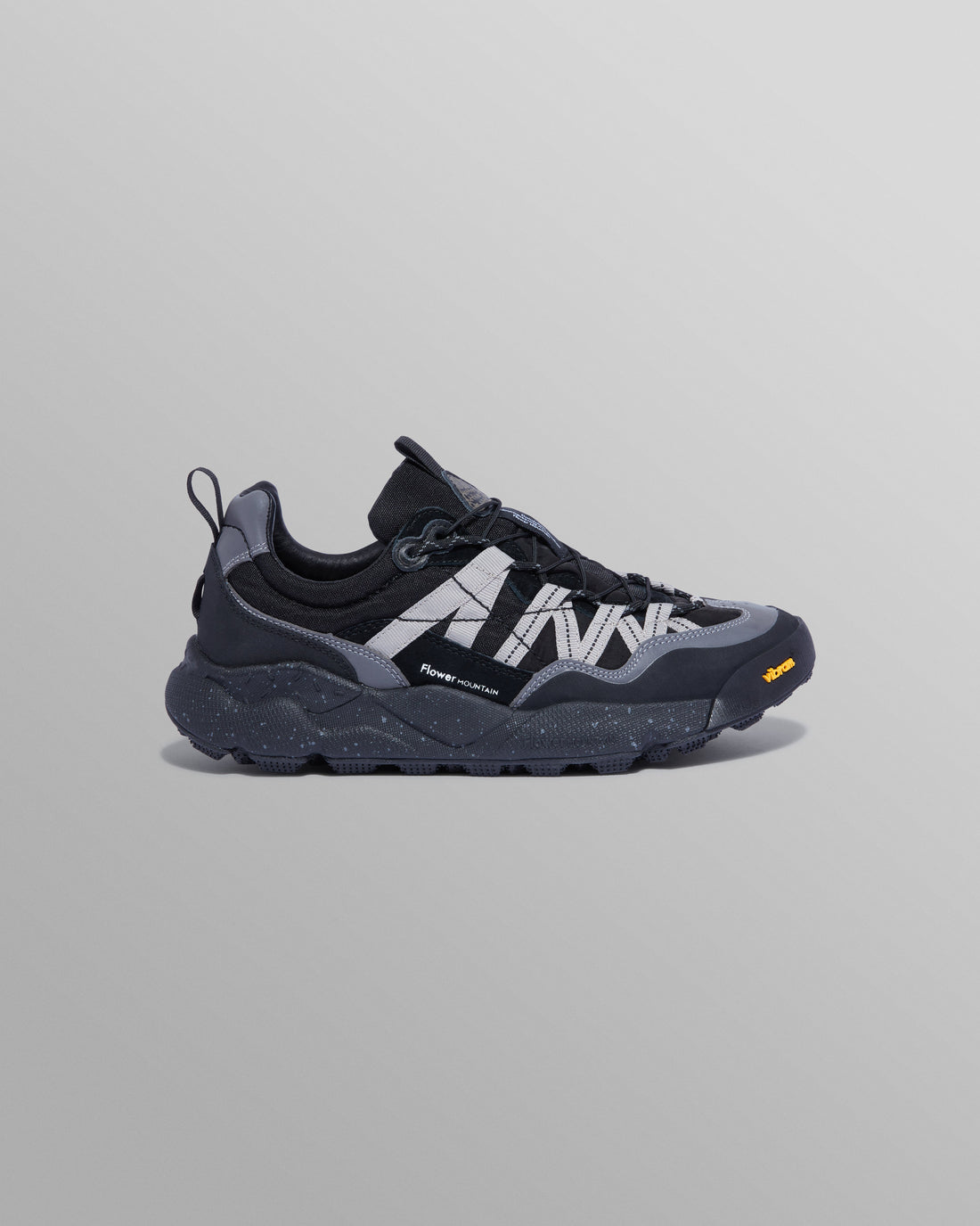 wax london men's Flower Mountain - Black Waterproof Suede And Technical Fabric Trainers