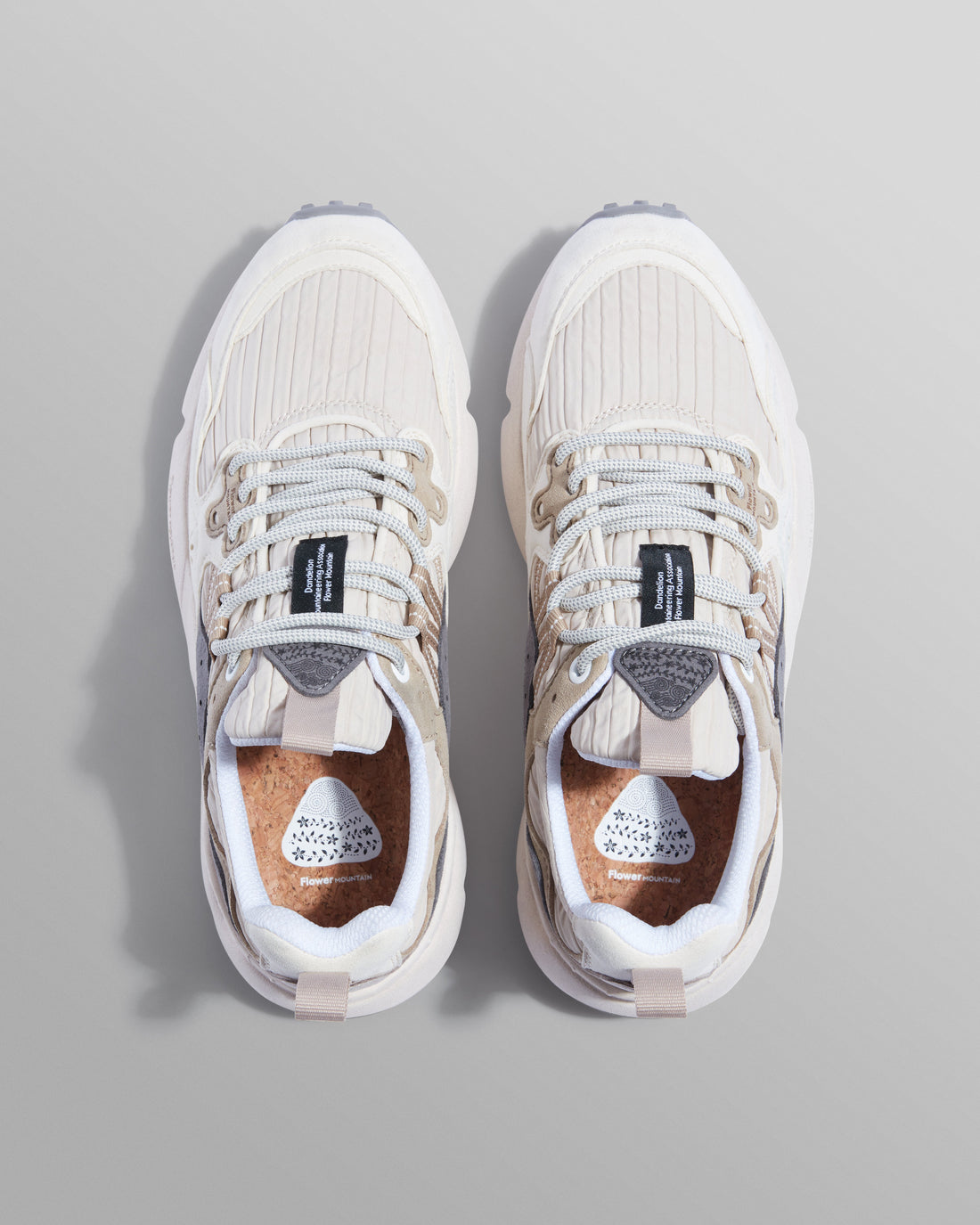 wax london men's Flower Mountain - Cream Suede And Technical Fabric Trainers