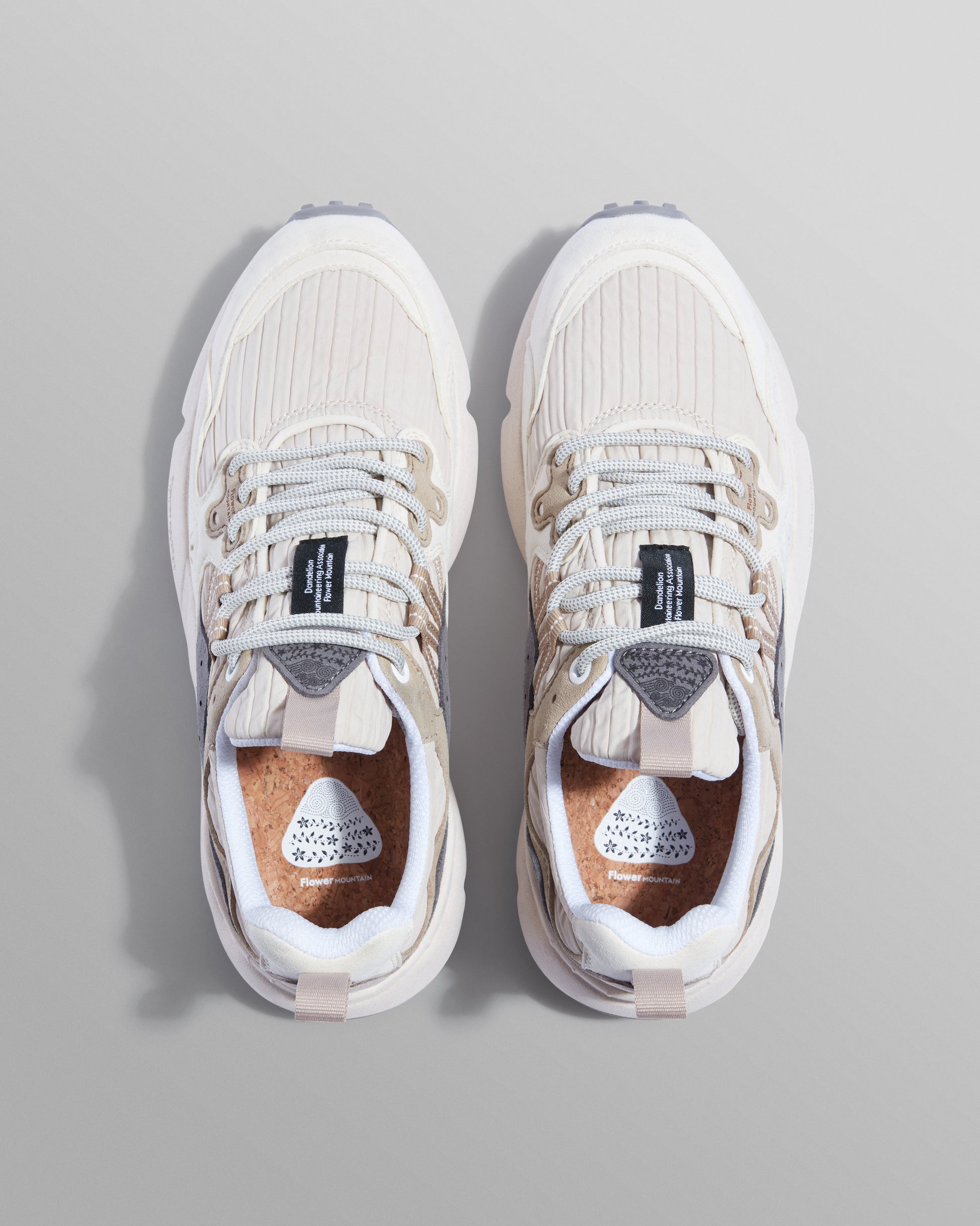 wax london men's Flower Mountain - Cream Suede And Technical Fabric Trainers
