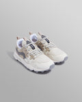 wax london men's Flower Mountain - Cream Suede And Technical Fabric Trainers