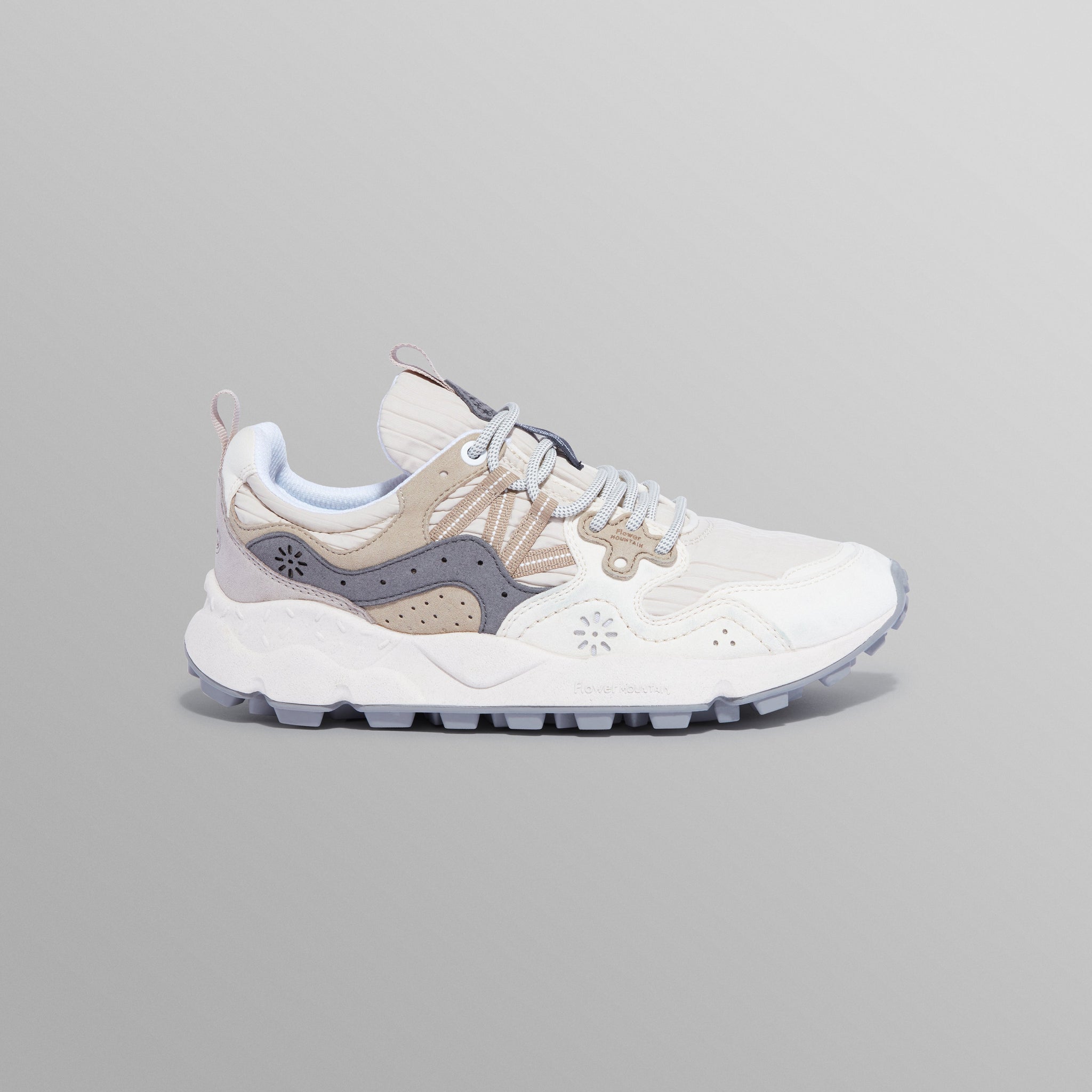 wax london men's Flower Mountain - Cream Suede And Technical Fabric Trainers