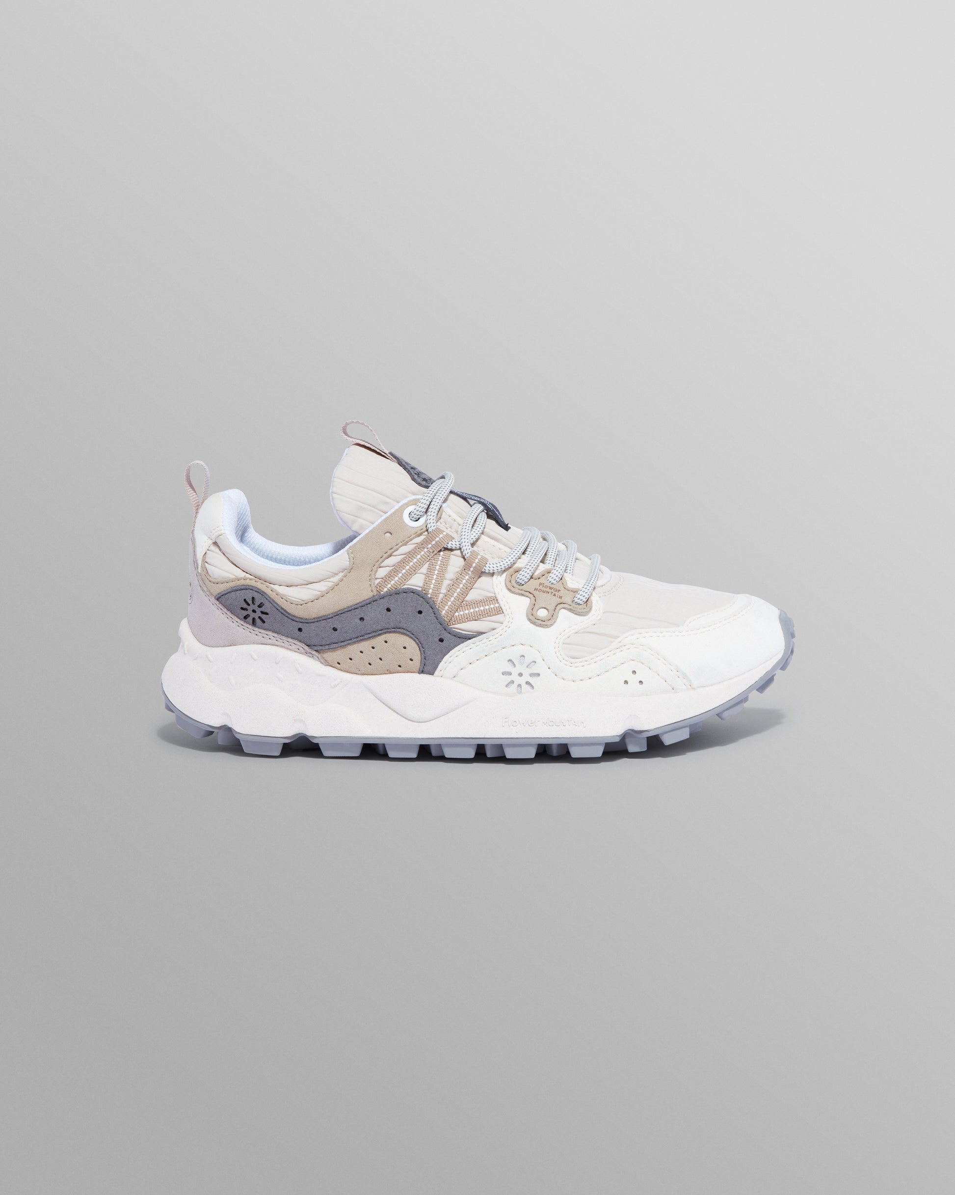 wax london men's Flower Mountain - Cream Suede And Technical Fabric Trainers