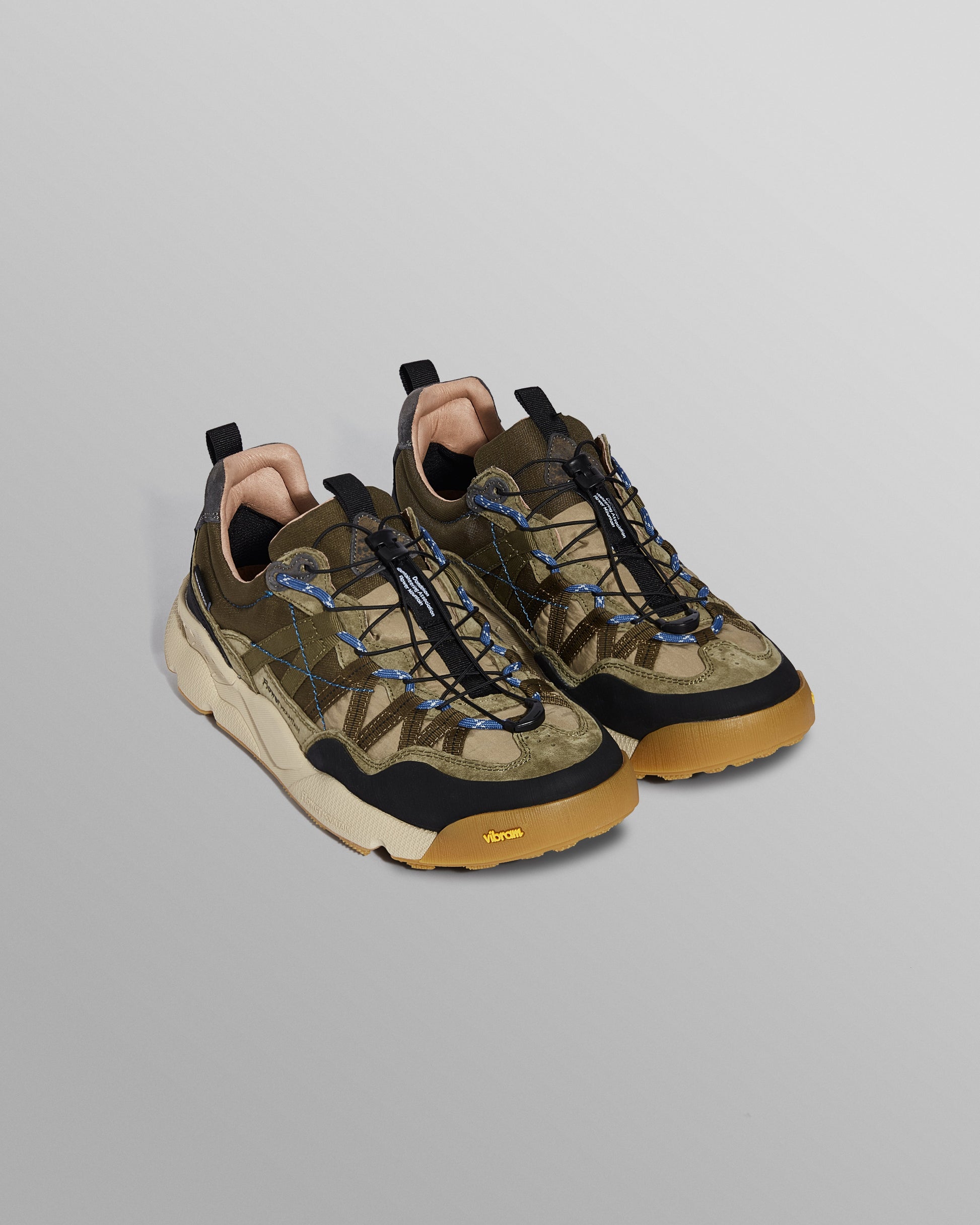 wax london men's Flower Mountain IWANO 2 - Khaki And Black Waterproof Eco Suede And Nylon Trainers