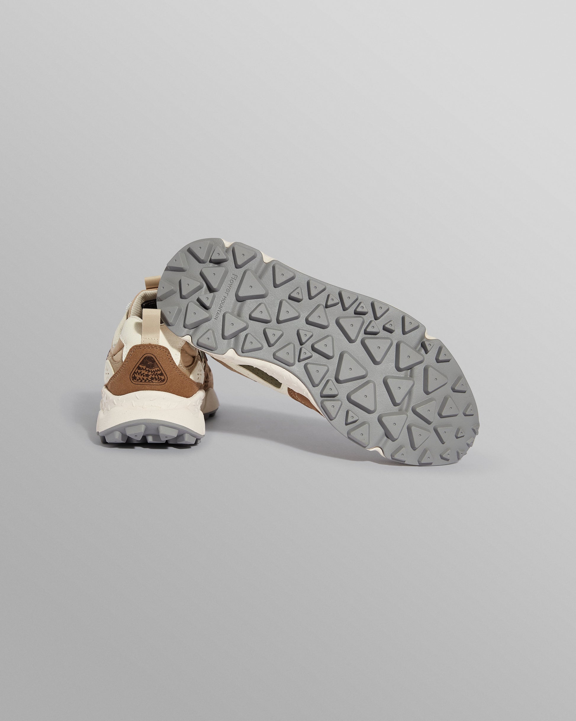 wax london men's Flower Mountain YAMANO 3 - Khaki And Tan Suede And Nylon Trainers