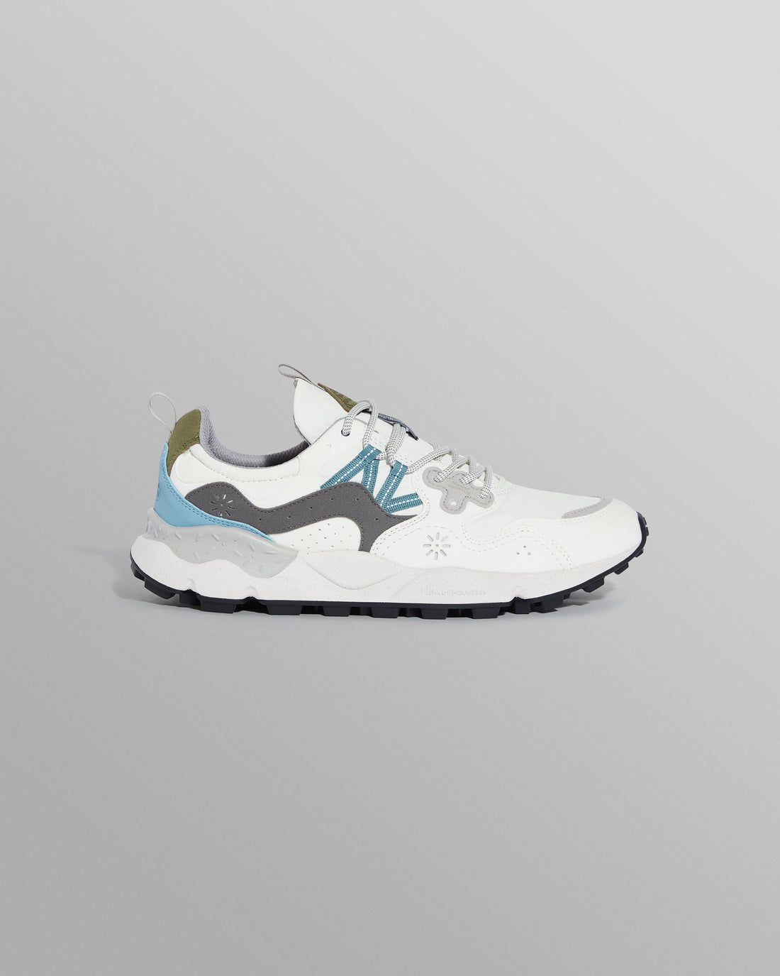 wax london men's Flower Mountain YAMANO 3 - White And Grey Suede And Nylon Trainers