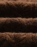 wax london men's Friar - Brown Brush Cable Knit Zip Cardigan