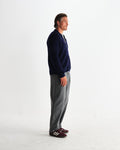 wax london men's Friar - Navy Brush Cable Knit Zip Cardigan