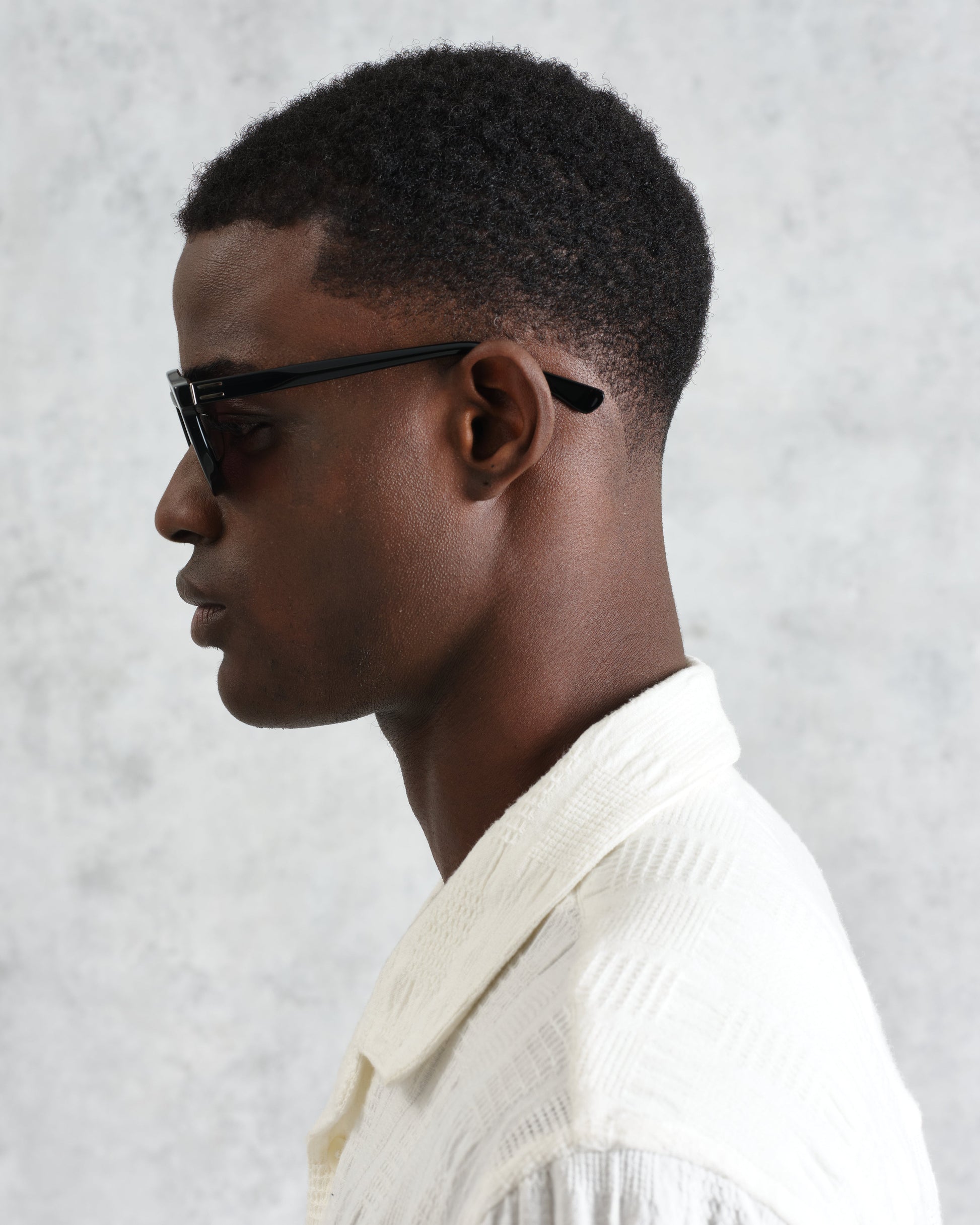 wax london men's Fulham - Black Acetate Round Sunglasses