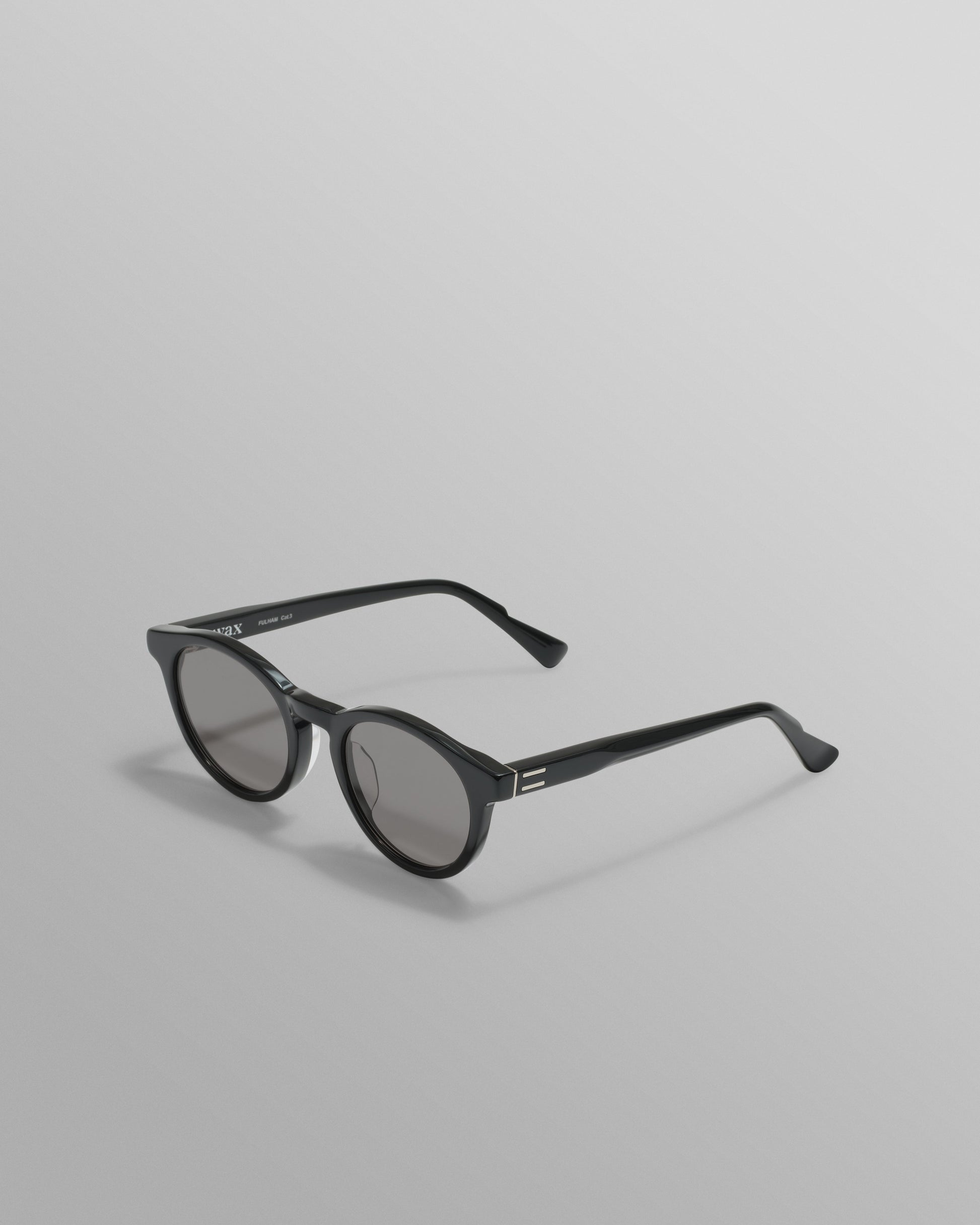 wax london men's Fulham - Black Acetate Round Sunglasses