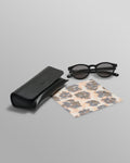 wax london men's Fulham - Black Acetate Round Sunglasses