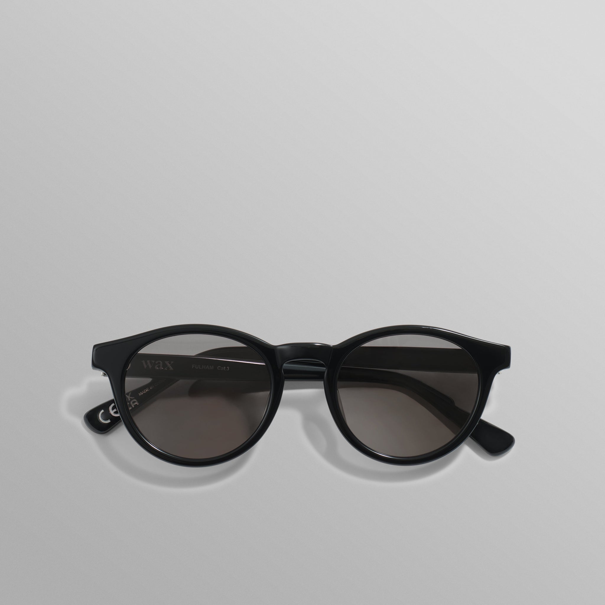 wax london men's Fulham - Black Acetate Round Sunglasses