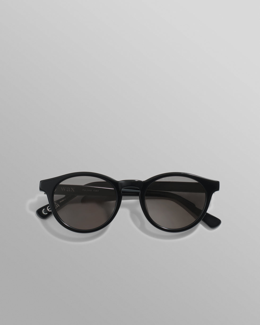 wax london men's Fulham - Black Acetate Round Sunglasses