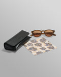 wax london men's Fulham - Treacle Brown Acetate Round Sunglasses