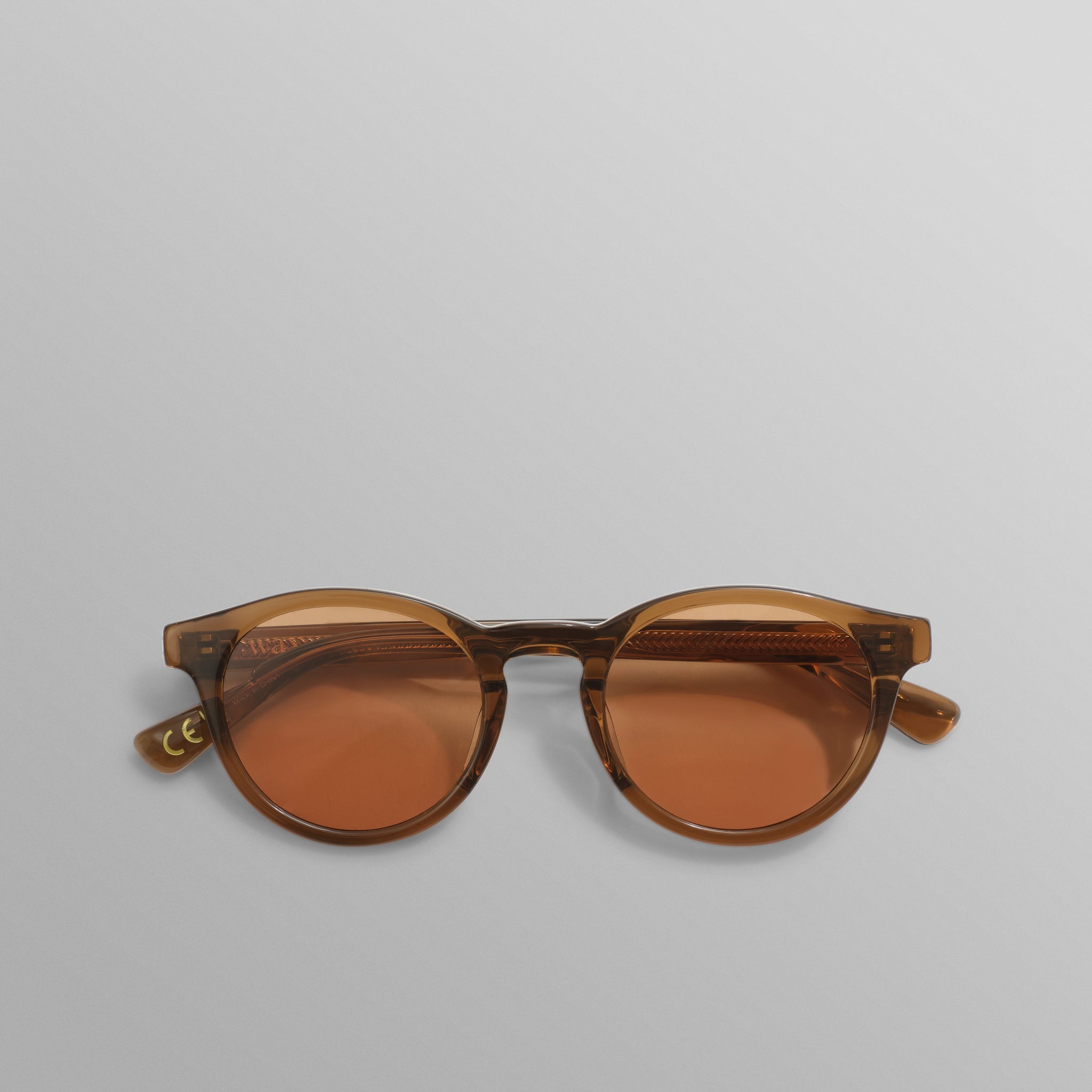 wax london men's Fulham - Treacle Brown Acetate Round Sunglasses