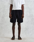 wax london men's Fuller - Navy Cotton Seersucker Shorts