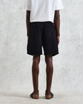 wax london men's Fuller - Navy Cotton Seersucker Shorts