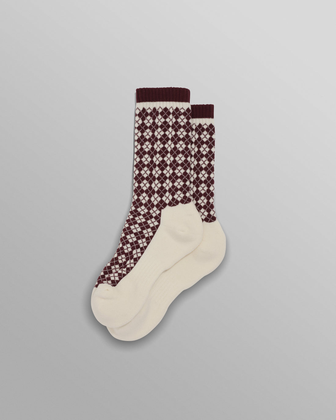 wax london men's Galway - Burgundy And Ecru Argyle Socks