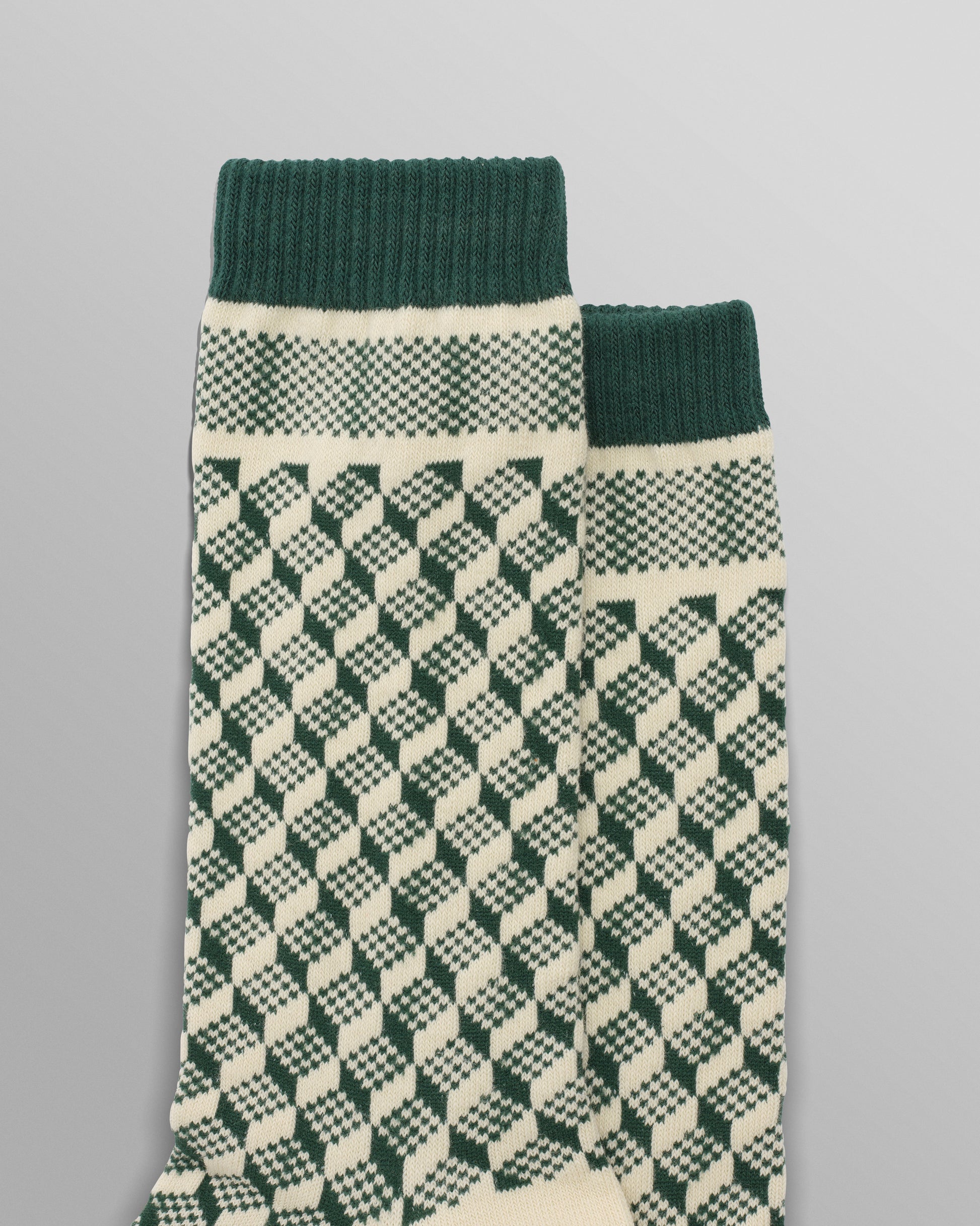 wax london men's Galway - Green Jacquard Chunky Sock
