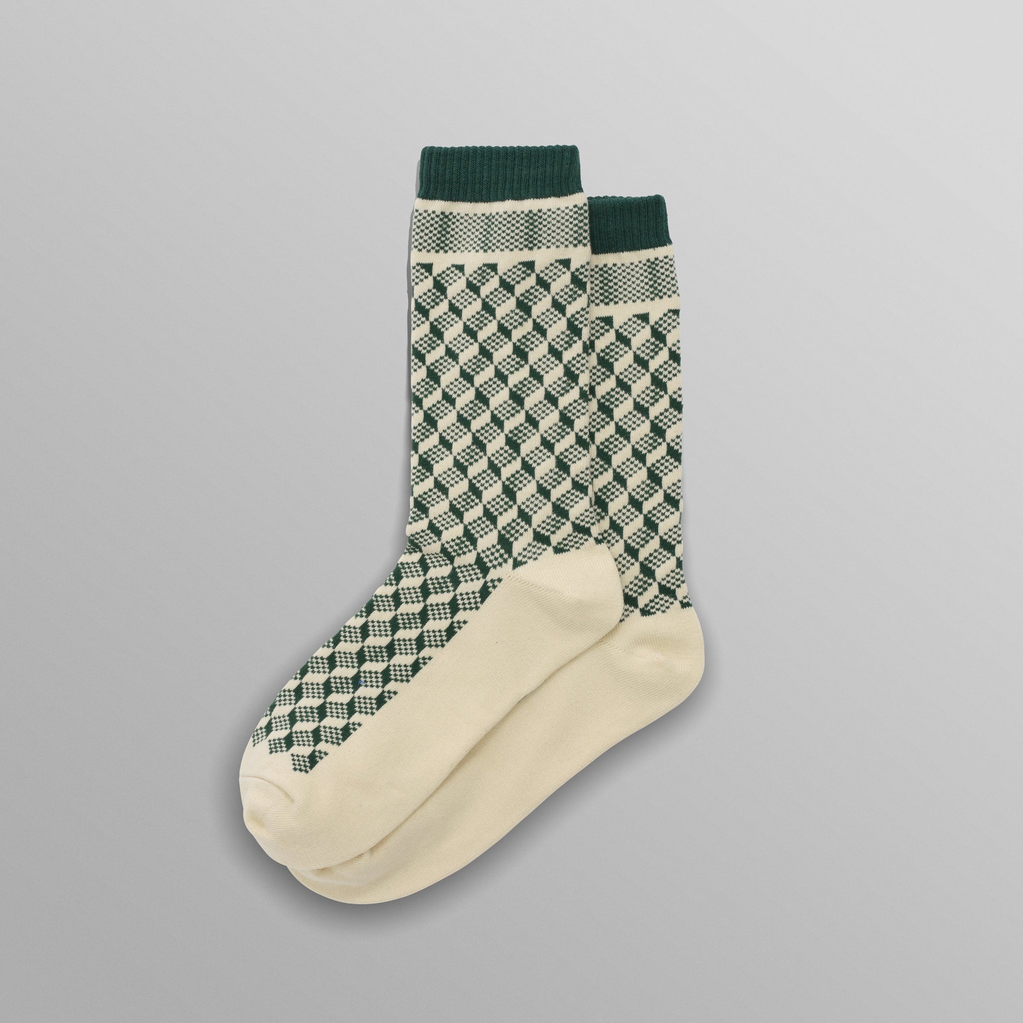wax london men's Galway - Green Jacquard Chunky Sock
