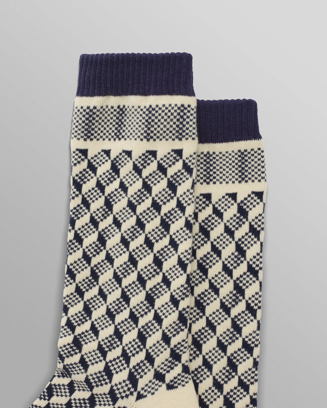 wax london men's Galway - Navy Jacquard Chunky Sock