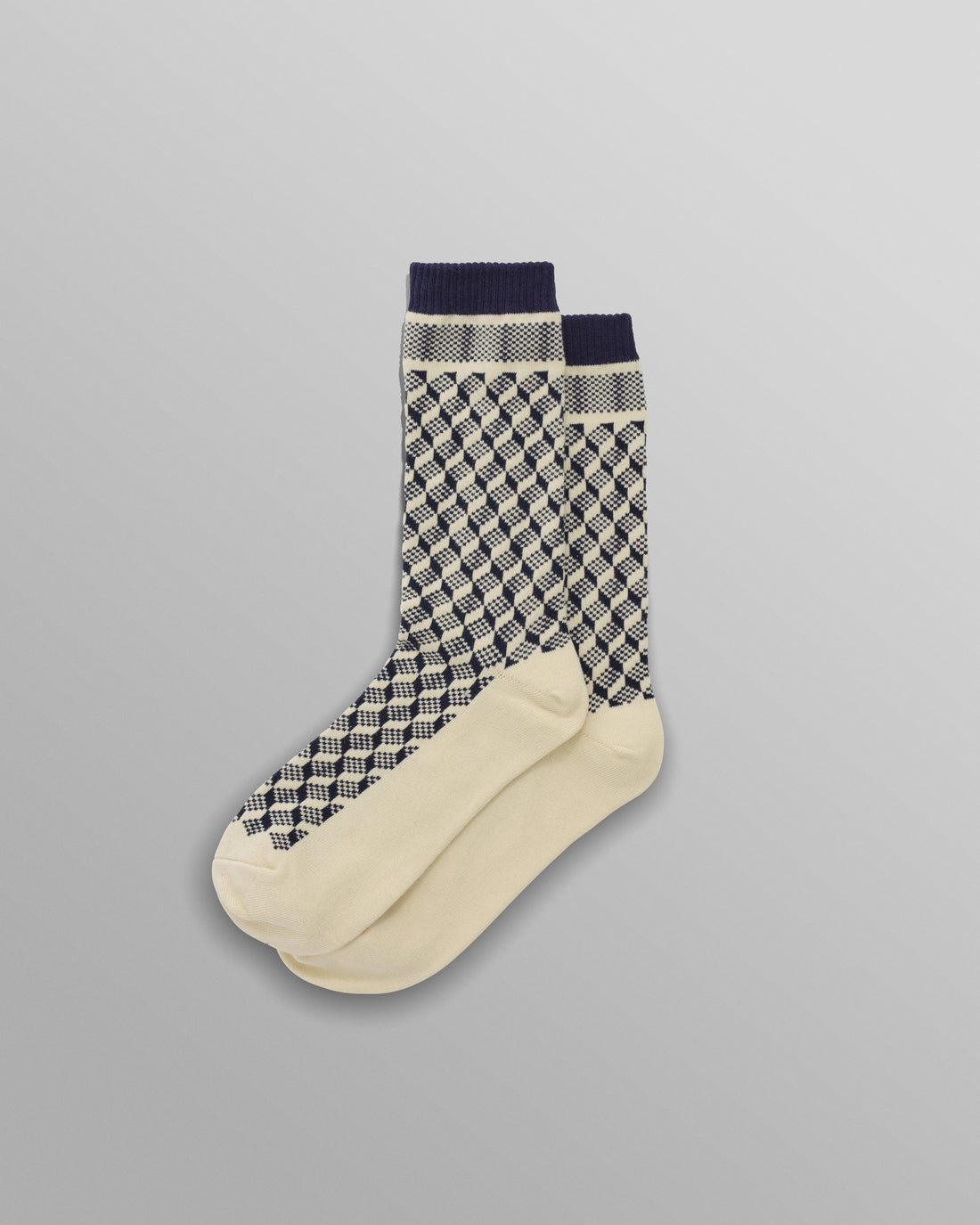 wax london men's Galway - Navy Jacquard Chunky Sock