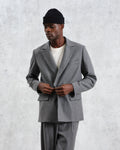 wax london men's Gekko - Charcoal Grey Pinstripe Wool Blazer