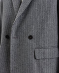 wax london men's Gekko - Charcoal Grey Pinstripe Wool Blazer