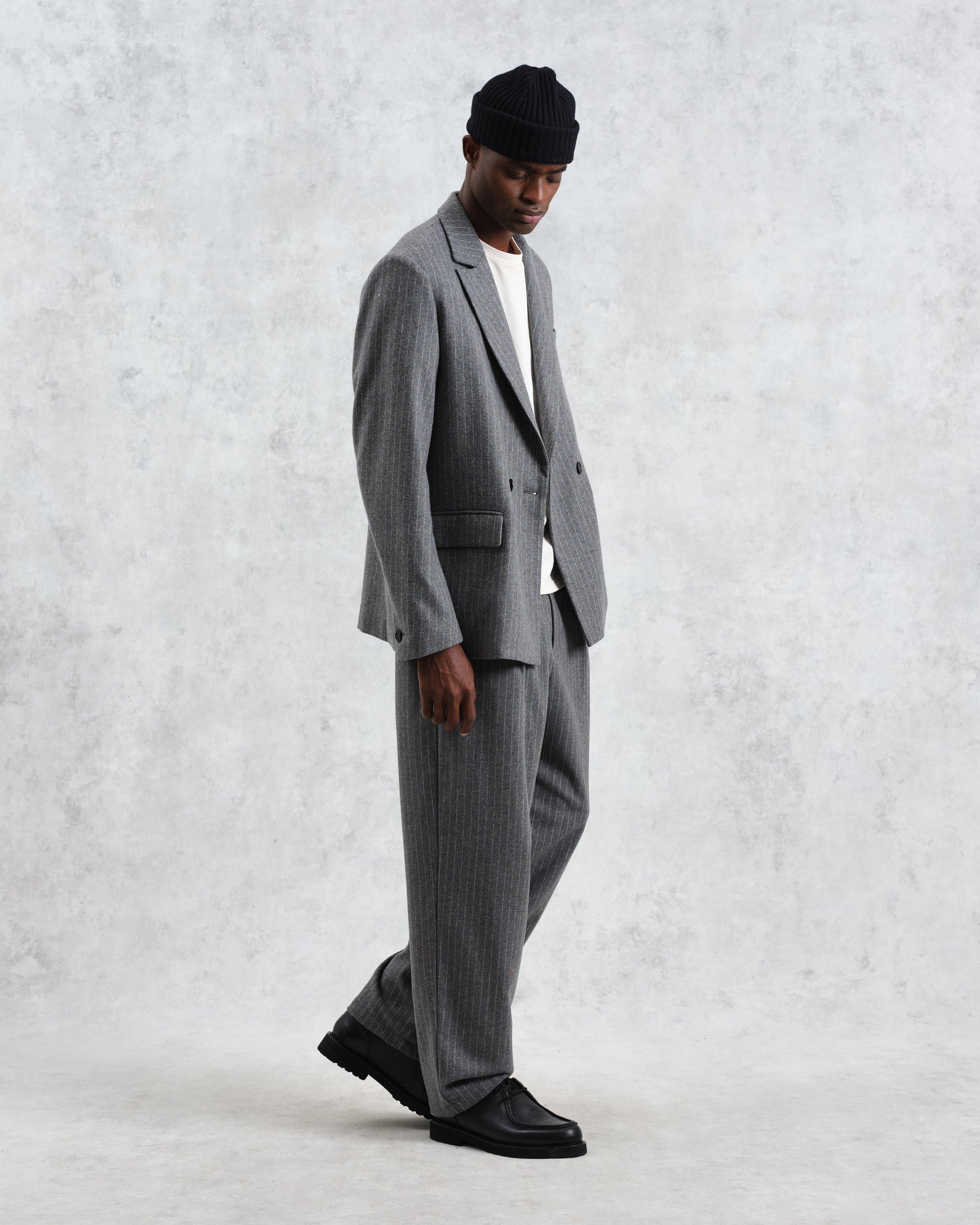 wax london men's Gekko - Charcoal Grey Pinstripe Wool Blazer