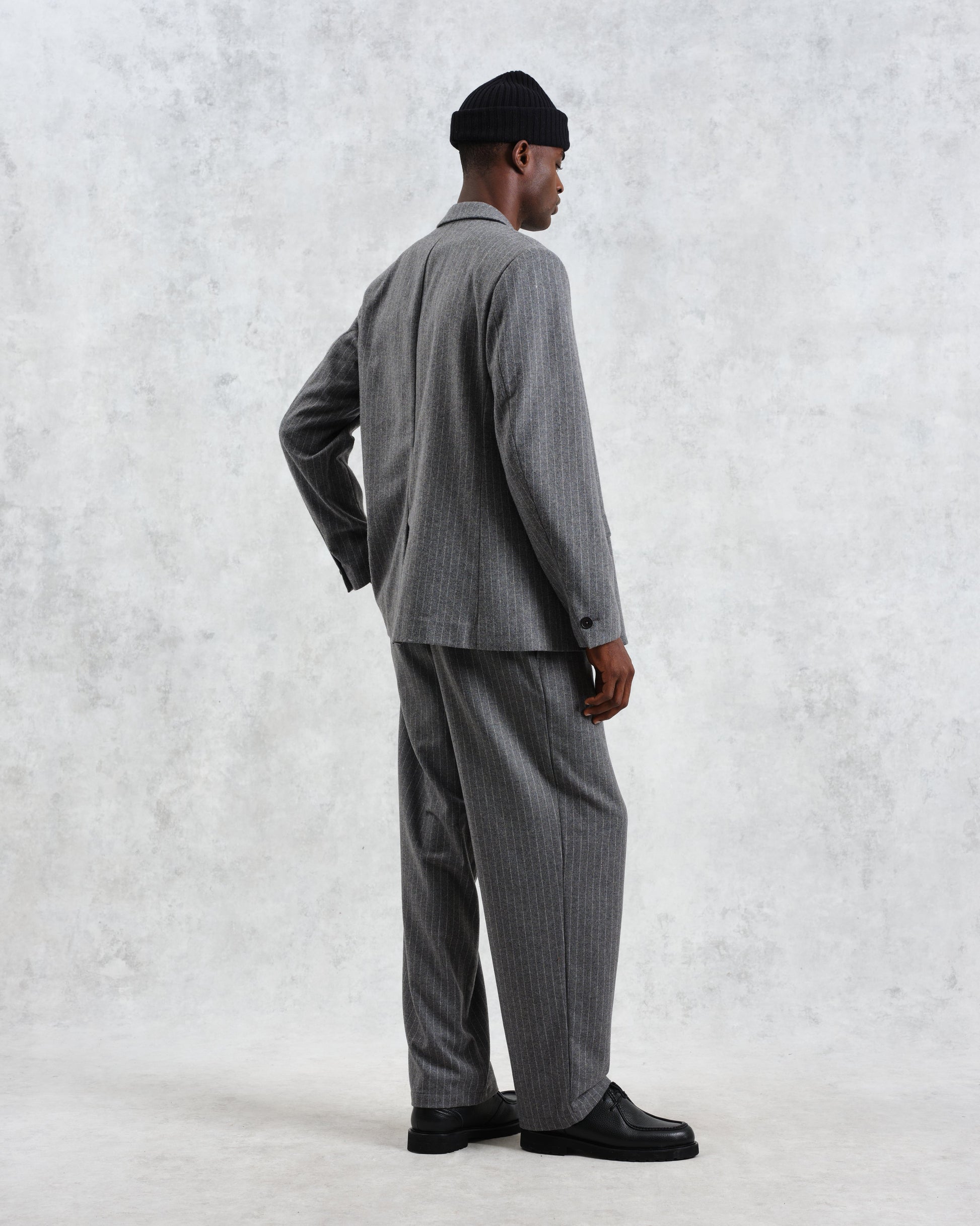 wax london men's Gekko - Charcoal Grey Pinstripe Wool Blazer