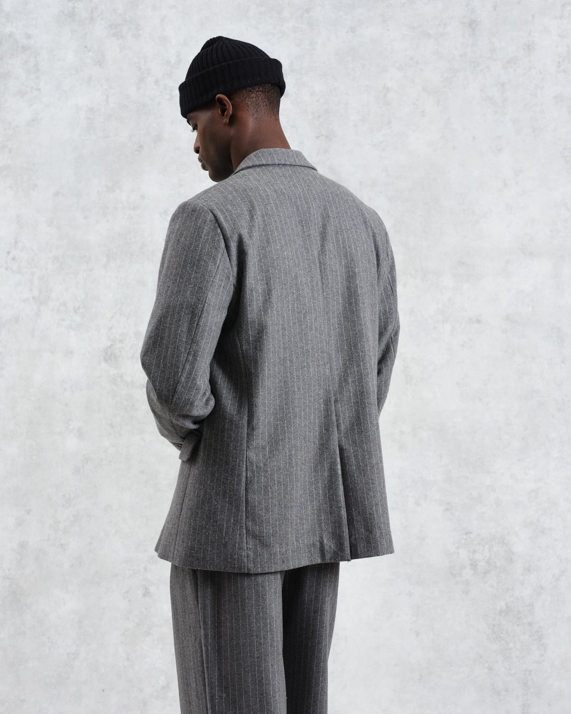 wax london men's Gekko - Charcoal Grey Pinstripe Wool Blazer