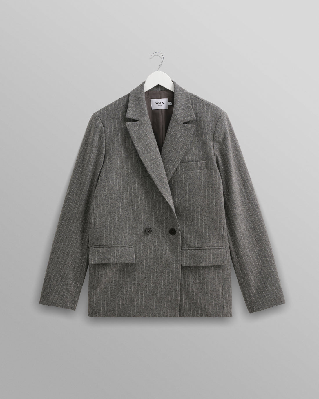 wax london men's Gekko - Charcoal Grey Pinstripe Wool Blazer