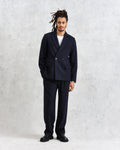 wax london men's Gekko - Navy Pinstripe Wool Blazer
